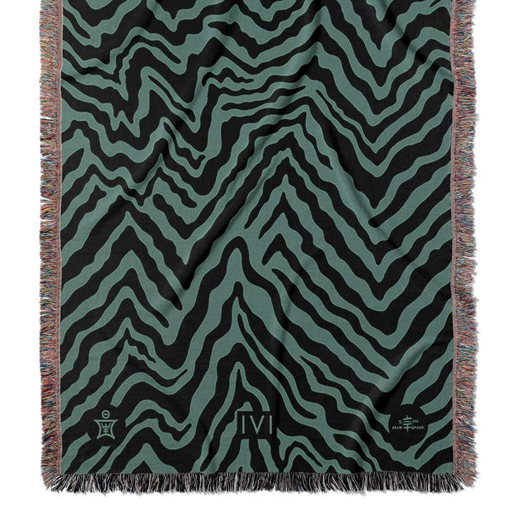 Sean Martorana - Wholesale Throw Blanket - IVI - Abstract Jacquard Woven Blanket - Black Green1