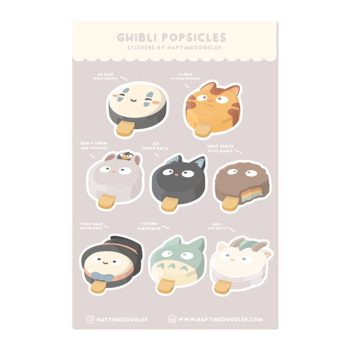 Anime Popsicle Sticker Sheet for wholesale by Naptime Doodler