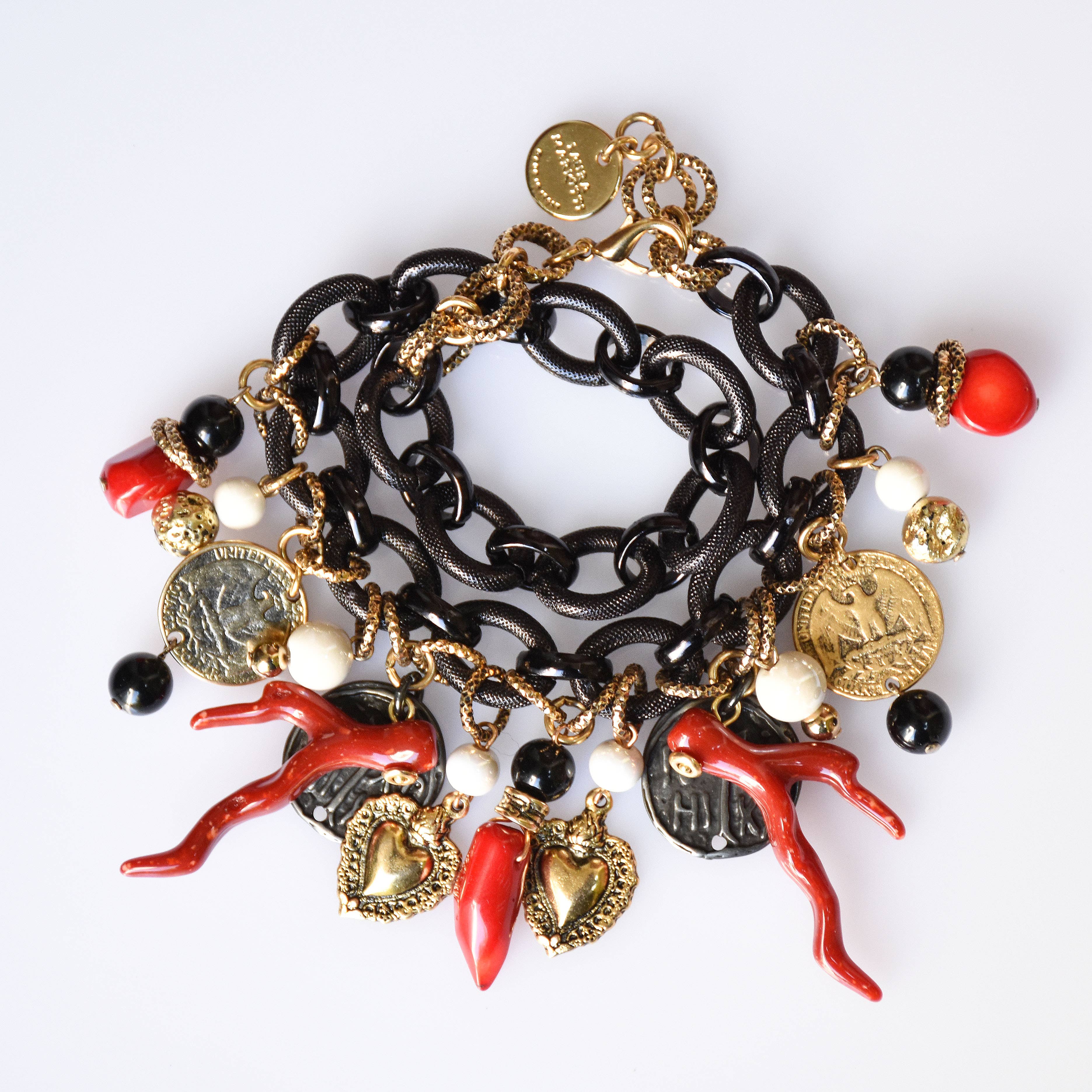 Laura Mariotti - luxury collection - Wholesale Charm/Dangle Bracelet - CORAL JUNGLE - choker/bracelet1