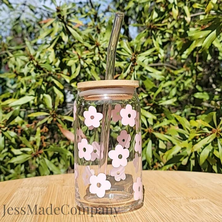 Pink Retro Daisy Beer Can Glass (Copy) (Copy) for wholesale by jessmadecompany