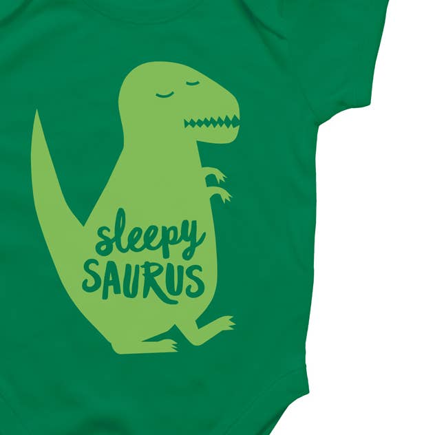 Rock Scissor Paper - Wholesale Bodysuit (Non-Footed) - Baby - Sleepysaurus Dinosaur on Green Baby Bodysuit