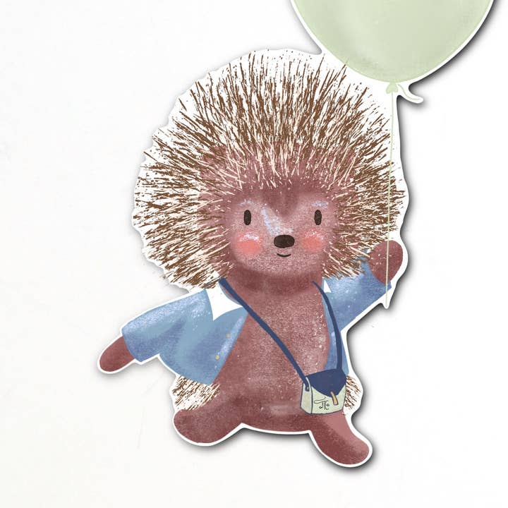 Up, Up and Away Hedgehog Sticker for wholesale by inkpaperfable