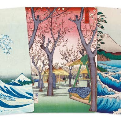 Texas Bookman - Wholesale Notebook - Japanese Woodblocks Set of 3 Midi Notebooks