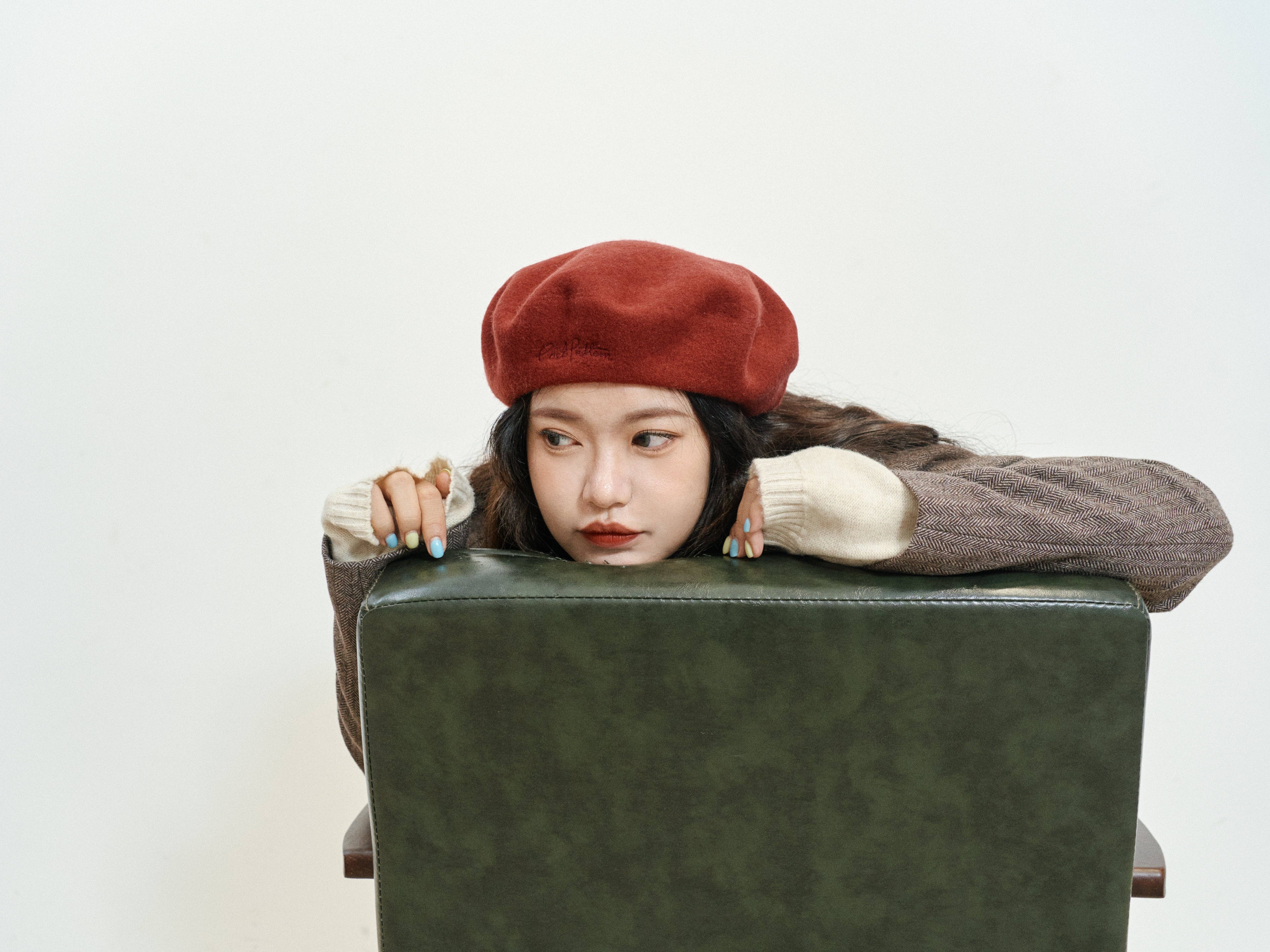 "Bon Chic" Wool Beret- Bordeaux Red for wholesale on Faire6
