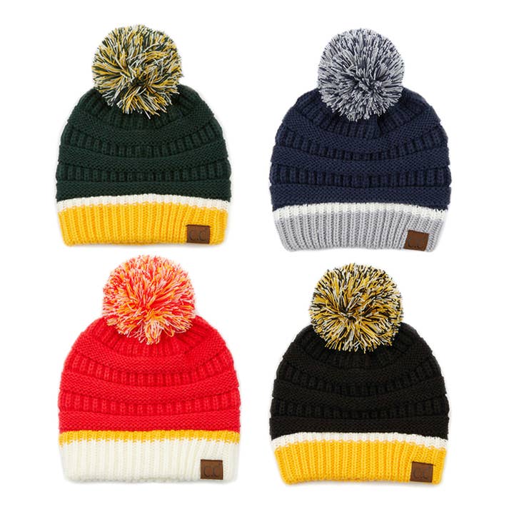 Colorblock Ribbed Beanie with Pom Pom and other Purchase Wholesale cc bean. Free Returns & Net 60 Terms on Faire trending on Faire.
