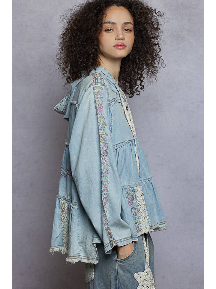 Pol Clothing - Wholesale Hoodie – Women's - Long Sleeve Double Gauze Embroidery Shirring Woven Top12