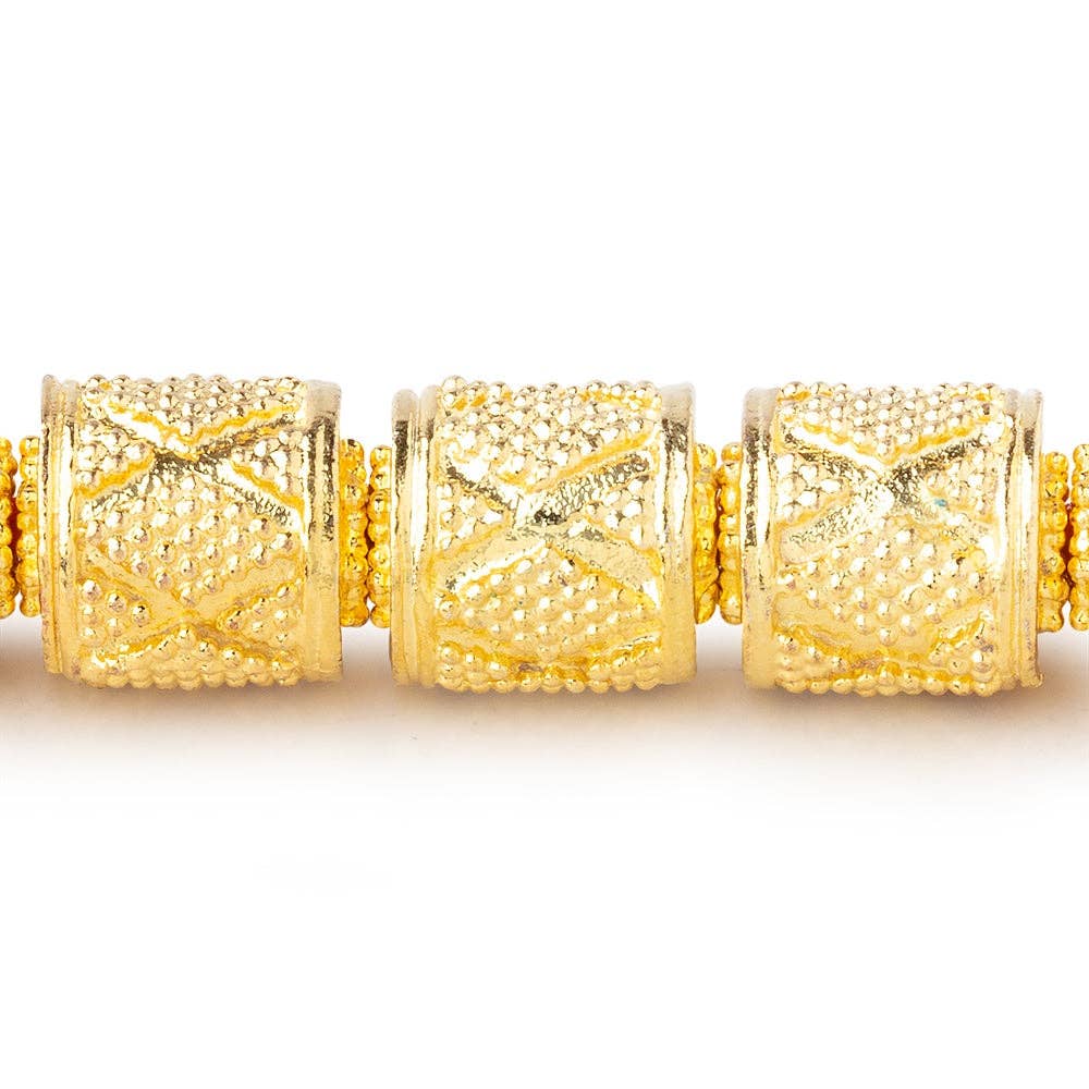 Beads of Cambay - Wholesale Beads - 10x9mm 22kt Gold Plated Copper Tube 8 inch 18 pieces 2mm hole0