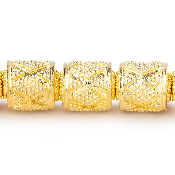 Beads of Cambay - Wholesale Beads - 10x9mm 22kt Gold Plated Copper Tube 8 inch 18 pieces 2mm hole