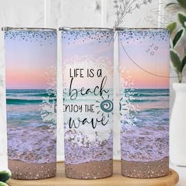 Gobelet Sublimation Life is a beach enjoy the wave 20 oz pour la vente par Twisted T Creations