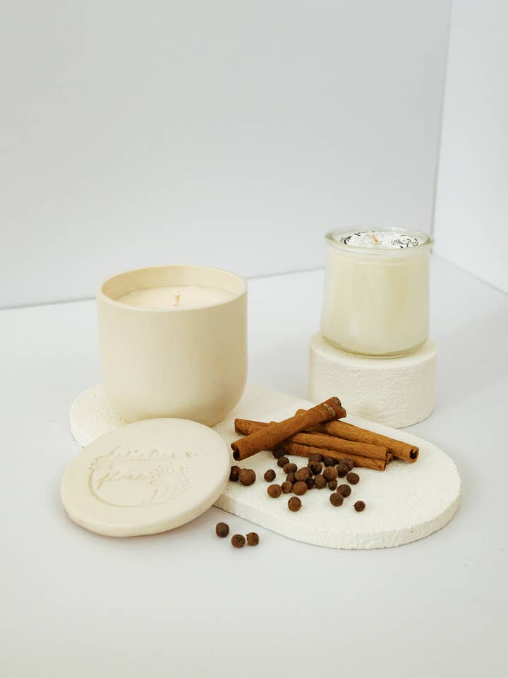 Handmade Ceramic Jar Candle • Spice Cupboard for wholesale by Flicker & Flora