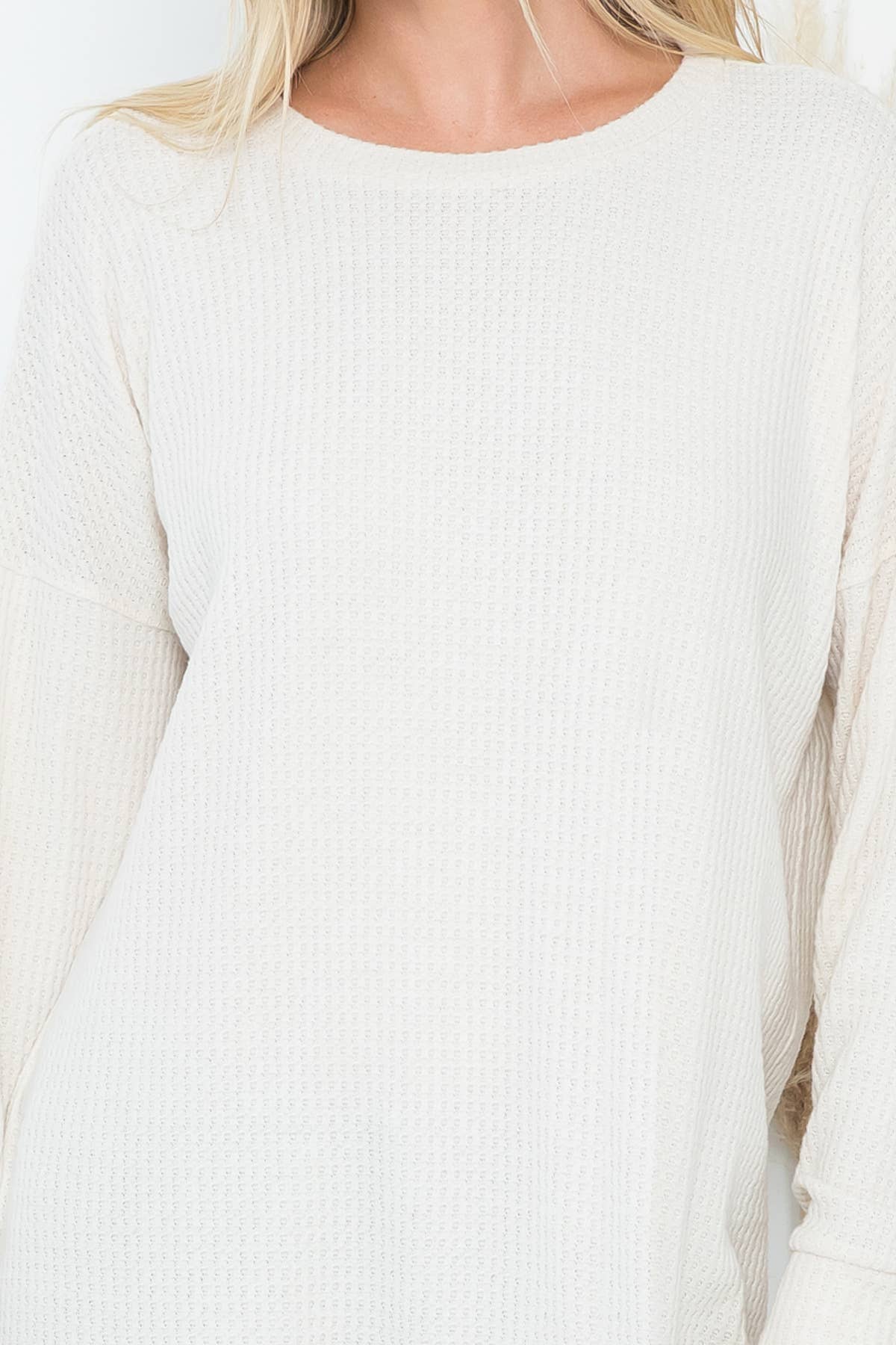 You & Me – wholesale Tunic sweater – Women’s – YMT20075V-BRUSHED WAFFLE ROUND NECK SIDE SLIT SWEATER8