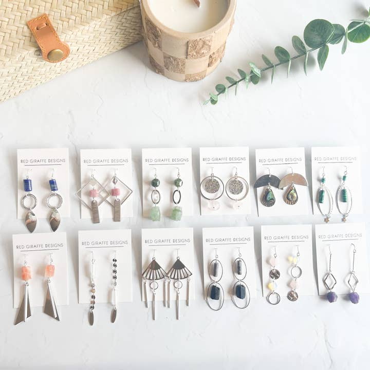 Red Giraffe Designs - Wholesale Dangle Earrings - Assorted Long Silver Earrings5