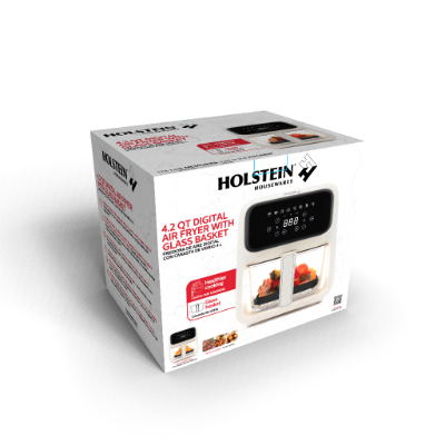 HOLSTEIN 4.2 QT DIGITAL AIR FRYER WITH GLASS BASKET WHITE for wholesale on Faire8