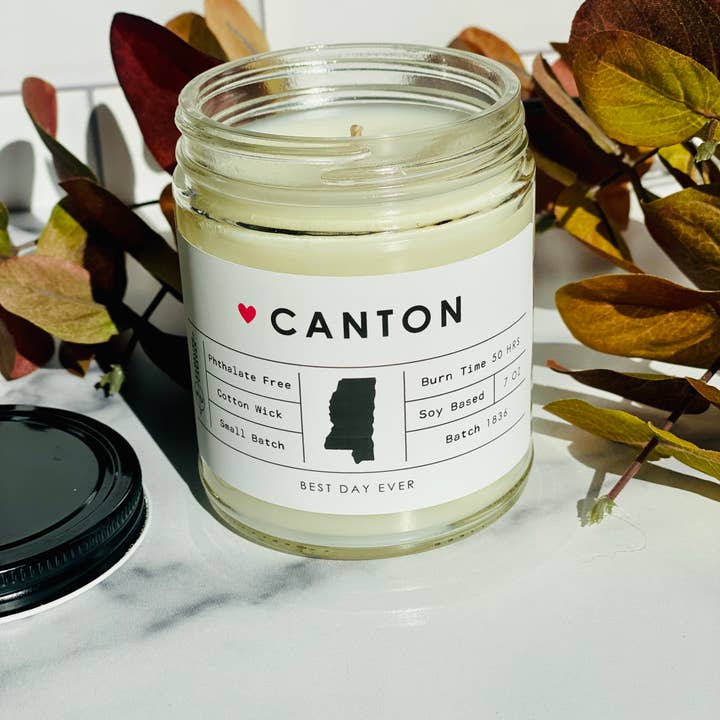 White Canton, MS Candle for wholesale on Faire1