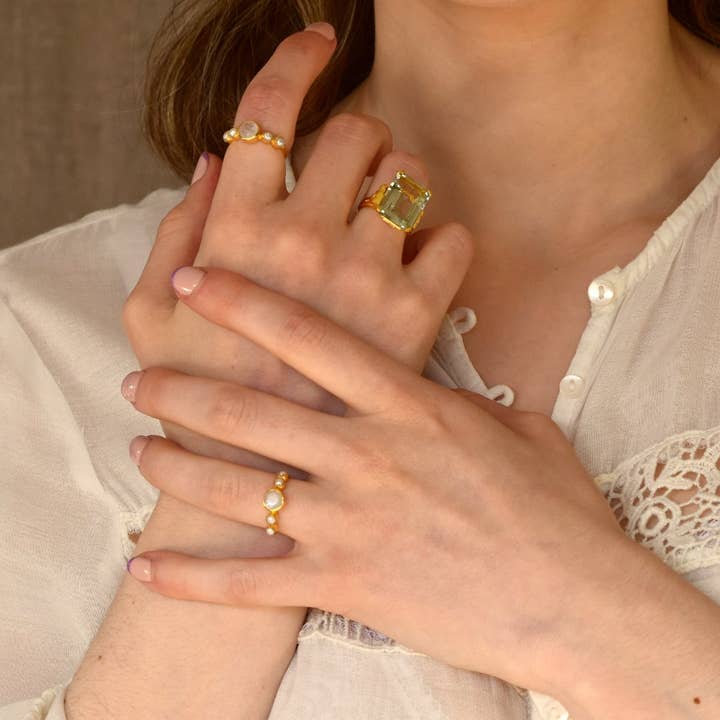 Gem Bazaar Jewellery - Venta al por mayor Anillo de banda/apilable - Hola Anillo Bonito en Piedra de Luna6