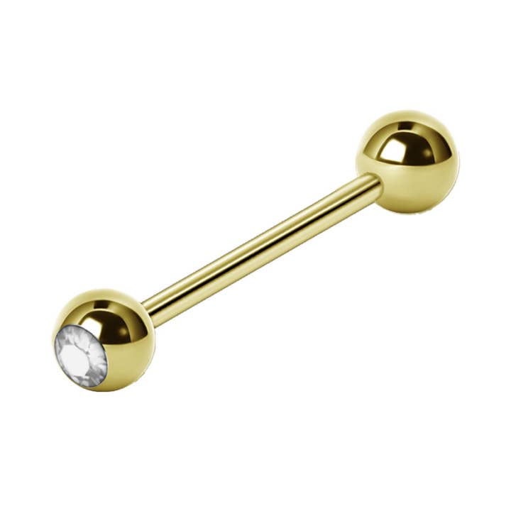 Surgical steel barbell with crystal (1.6 mm) for wholesale by Bodywings