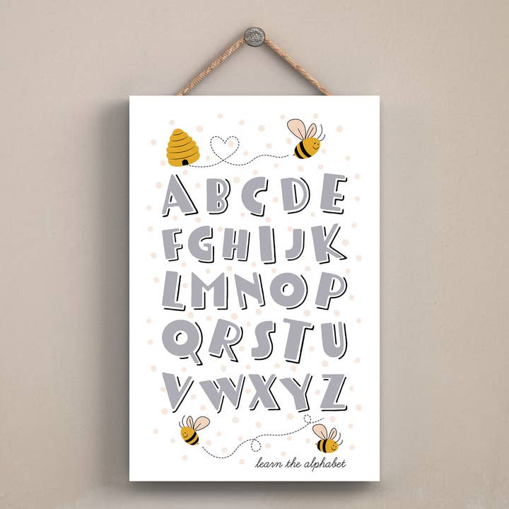P3020 - Kids Learn The Alphabet Bee Themed Decorative Wooden for wholesale by Vivid Squid Wholesale