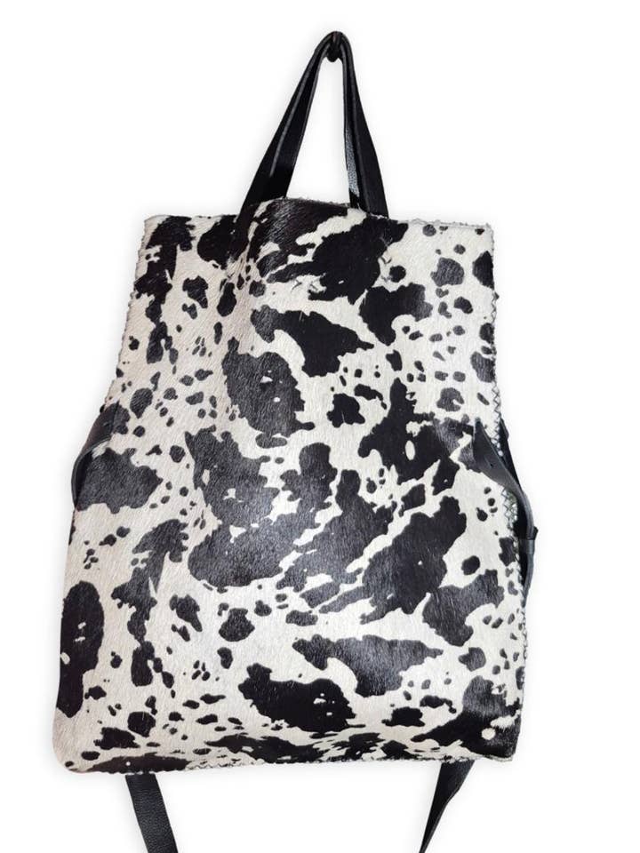 vila | sort og hvid plettet upcyclet koskind for engroshandel hos VOLTA ATELIER