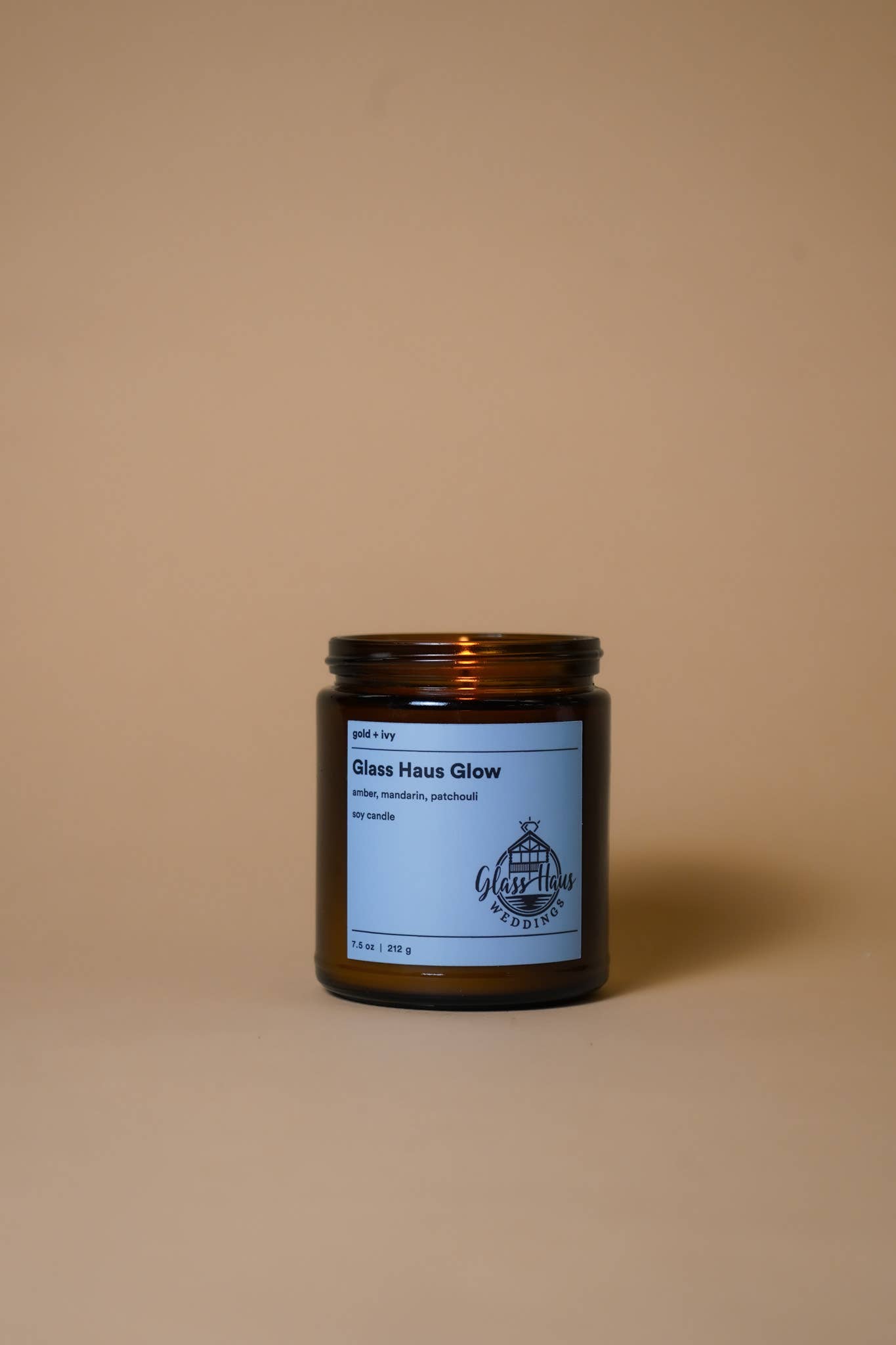 gold + ivy - Wholesale Jar/Filled Candle - Custom Branded Soy Candles - 7.5 oz - Amber12