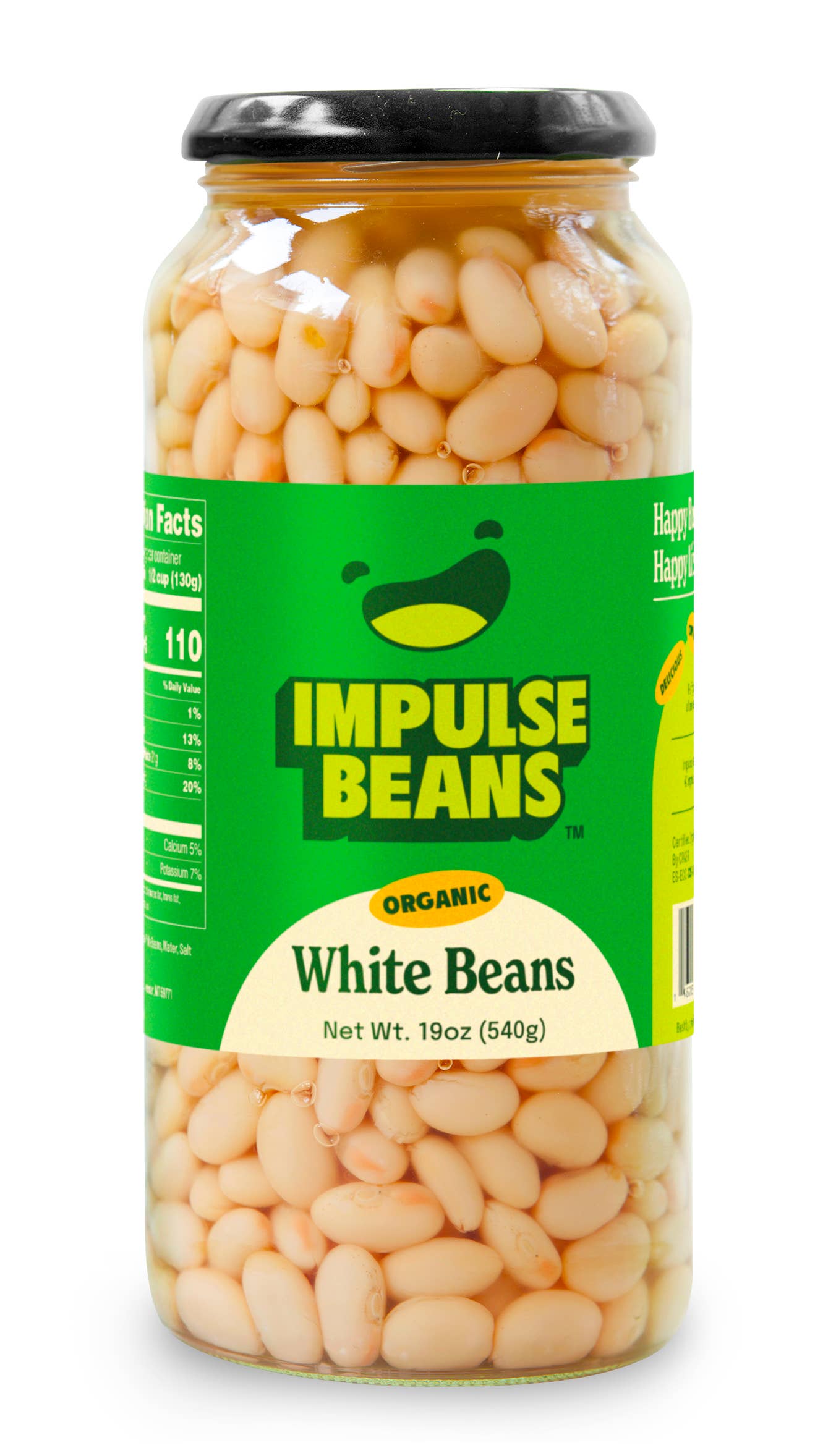 Impulse Beans - Wholesale Beans - Impulse Beans - Jarred Organic White Beans 19oz