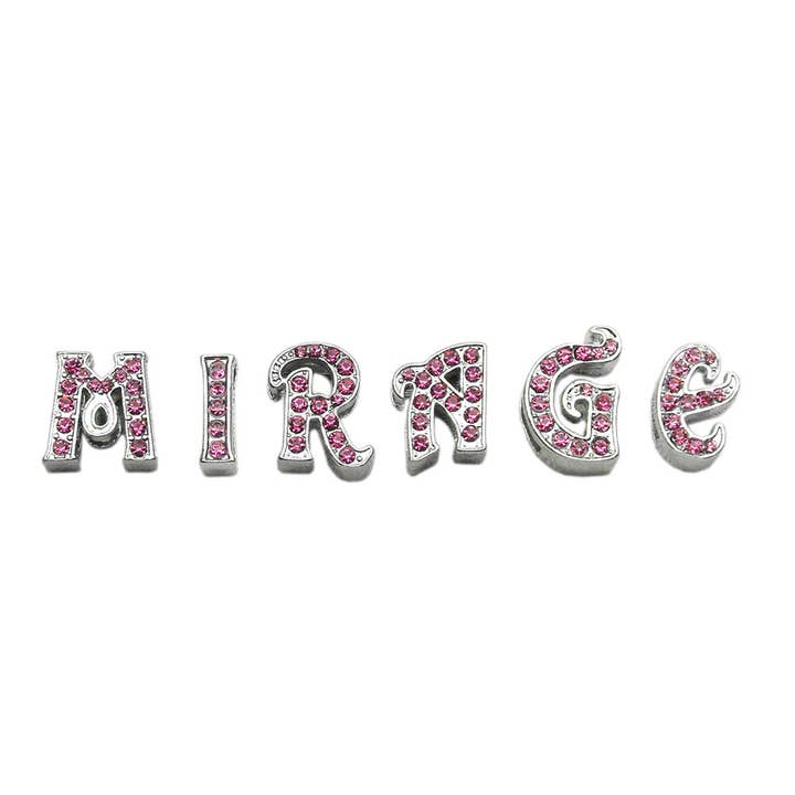 Mirage Pet Products - Wholesale Pet collar charm – Cat/dog - Pink Fancy Script Sliding Charms - 10mm