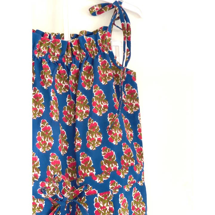 Tutina da ragazza, blu, con cinturino regolabile ed elastico in vita per la vendita all'ingrosso da parte di The Indian Bazaar