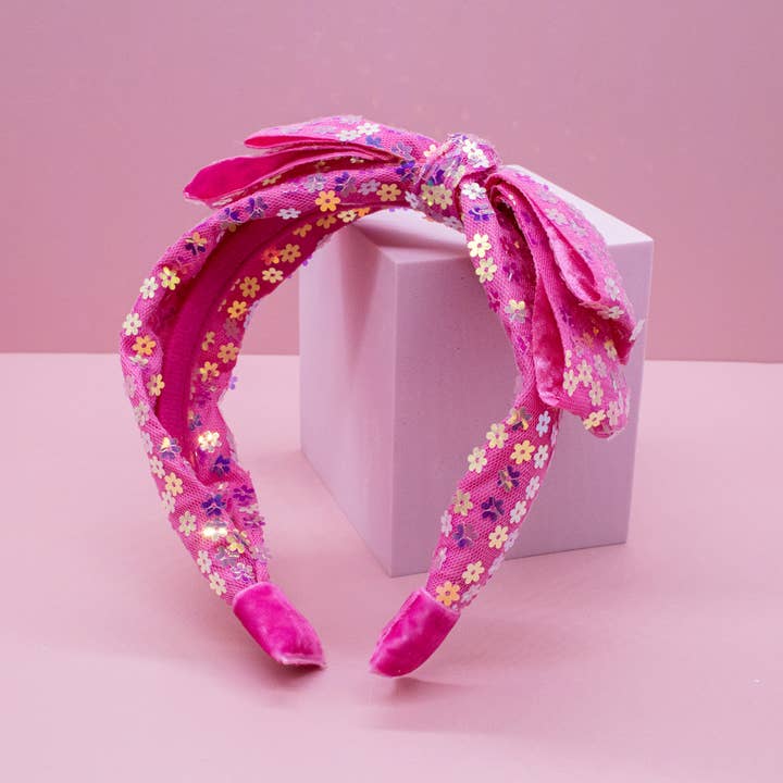 Frog Sac - Wholesale Fashion Headband - Kids - Big Bow Headband - Double Layer Sequin