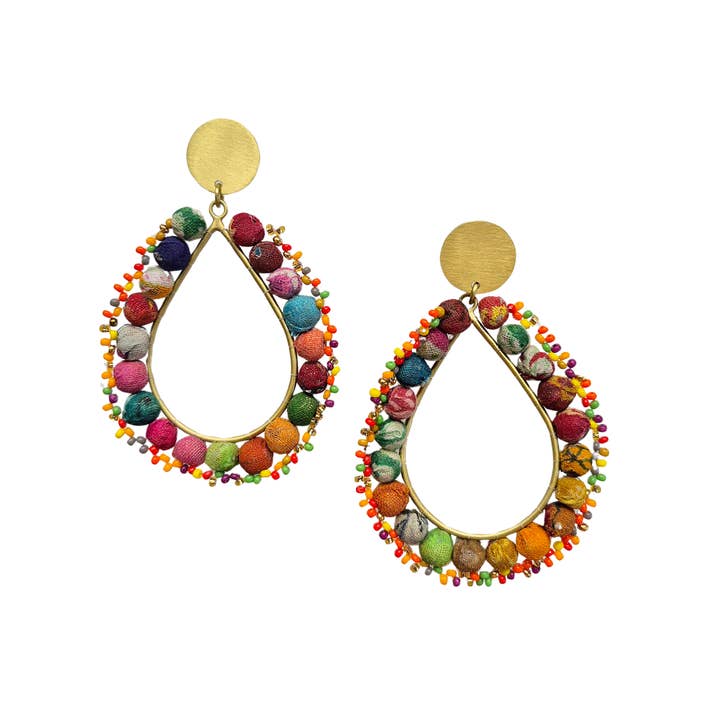 ZODA - Wholesale Dangle earrings - Handmade Sari Earring 1002ZO