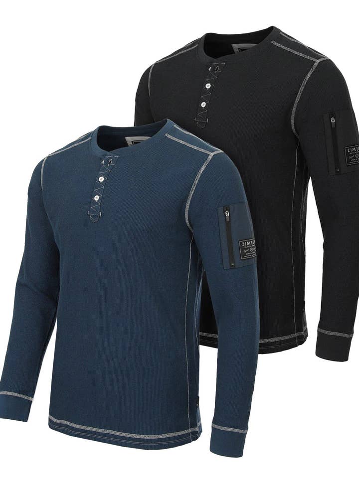 Casual Long Sleeve Lightweight Thermal Henley Essential Shirt for wholesale by ZIMEGO
