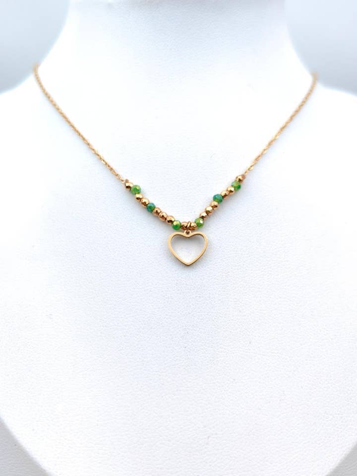 Vergoldete Herz-Halskette aus Stahl für den Großhandel von SHEERA