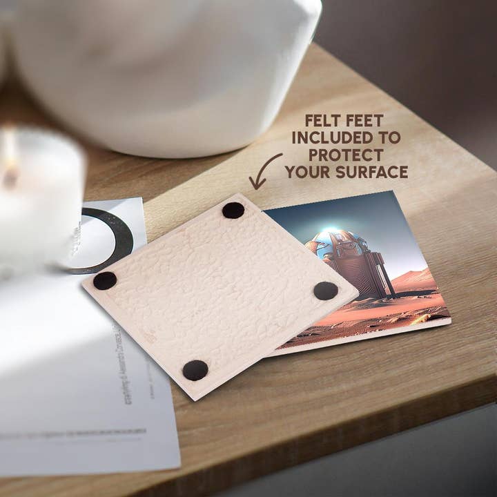 3dRose - Wholesale Coasters - 3dRose, Fantastic automatic scientific module on Mars. Blue beacon light, Coaster3