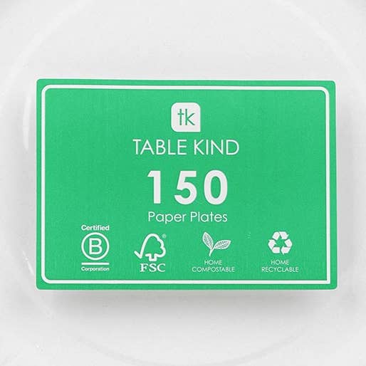 White Compostable Paper Plates - 150 Pack | Party Plates | for wholesale by Talking Tables USA