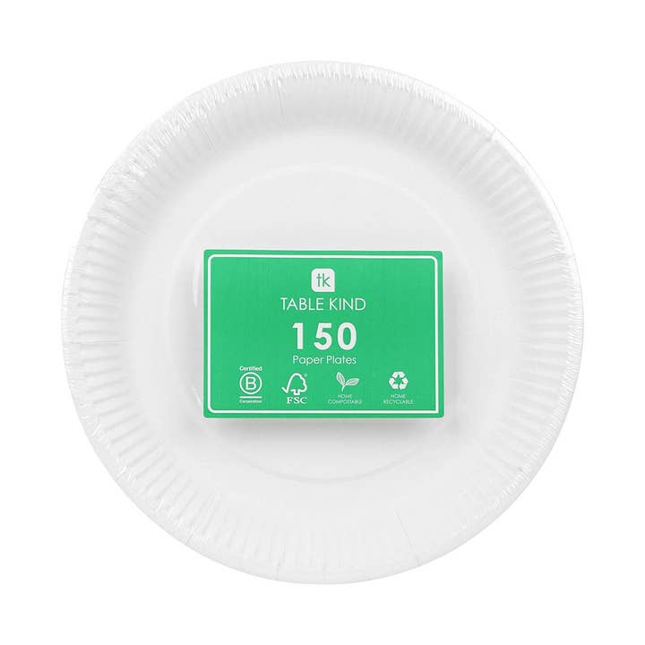 Talking Tables UK - Wholesale Disposable plate - Table Kind White Paper Plates | 150 Pack | Party Plates |
