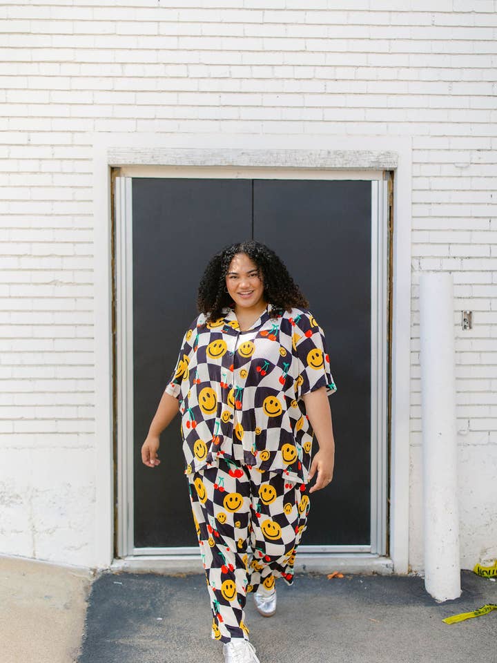 Taby Originals - Wholesale Top & Pant Set (NOT Loungewear) - Women's - TABY ORIGINAL: Smiles In Check Plisse Set in sizes XS-5X***1