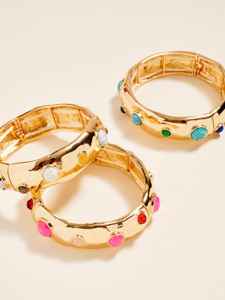 7,25 In Gemengde Vintage Epoxy Steen Stretch Armband voor wholesale door Designature New York