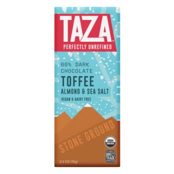 Holiday Toffee, Almond, & Sea Salt Bar for wholesale by Taza Chocolate