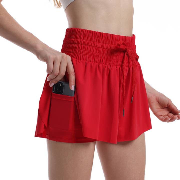 Rosa Clothing - Wholesale Shorts - Women's - Flowy Butterfly Athletic High rise Shorts with inner pocket6
