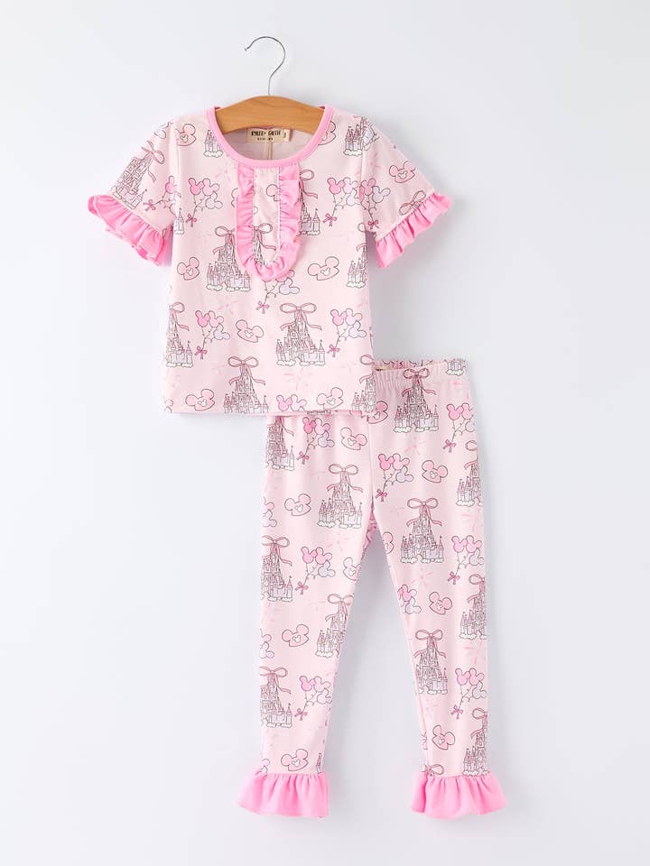 Pyjama à volants Summer Castle pour filles pour la vente par Rylee Faith Designs