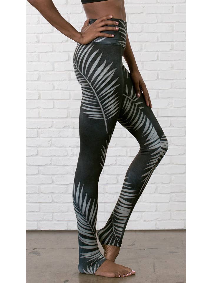 Eagle Rock Werkshop® - Wholesale Athletic/Lounge Leggings - Women's - Black Palms - Buttery Soft Athleisure Leggings8