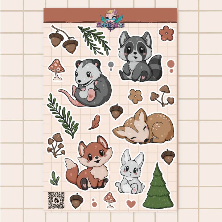 Woodland Creatures Sticker Sheet for wholesale by Eclectic Scribbles
