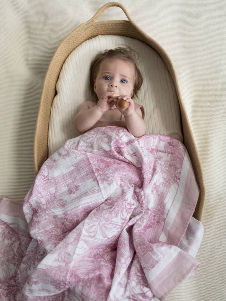 Little Threads - Wholesale Bedding Blanket - Kids & Baby - Pink Jungle Toile Muslin Blanket3
