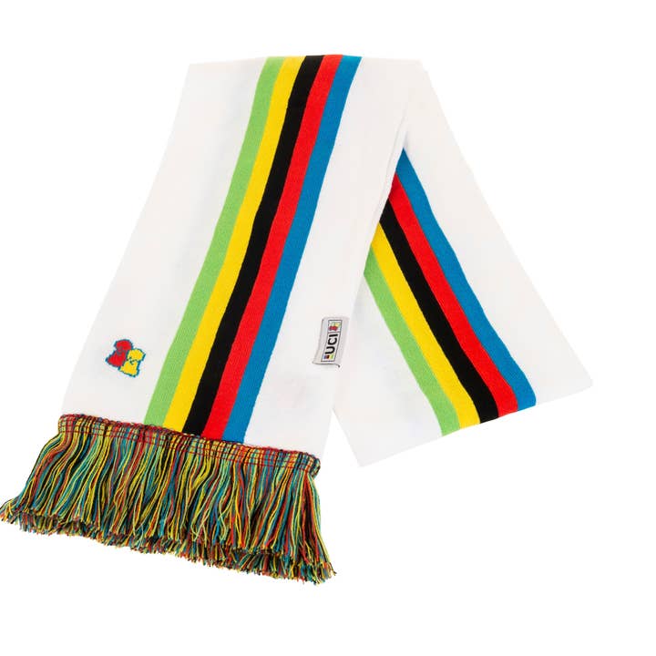 UCI White Rainbow Scarf for wholesale by Big Bobble Hats