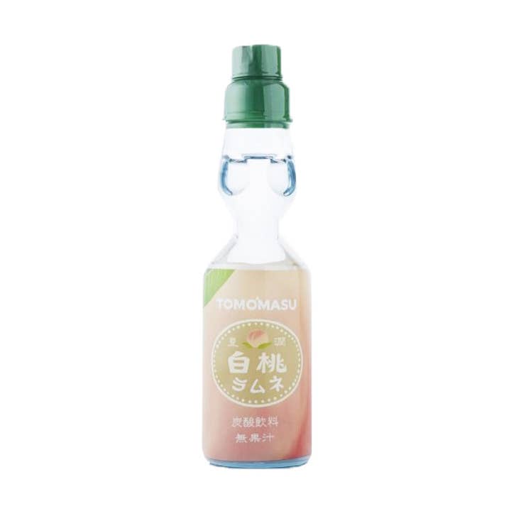Curiosity Corner Exotic Snacks - Wholesale Soda/Carbonated Drink - Tomomasu White Peach Ramune