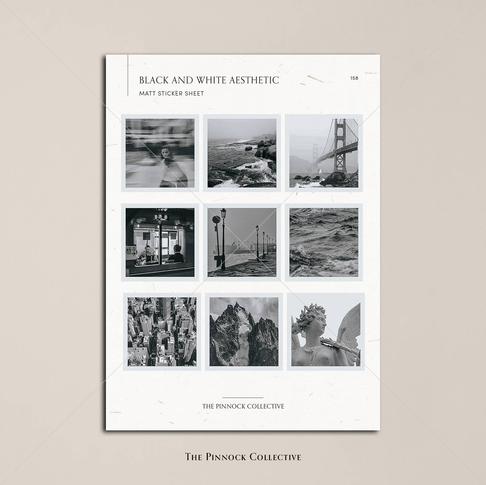 The Pinnock Collective – wholesale Sticker – Black and white Themed Sticker Sheet2