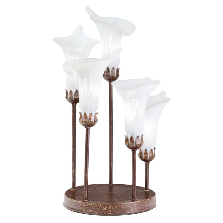 River of Goods - Wholesale Accent/Desk Lamp - 19.5"H Calla Lily Bronze Base with White Shades Table Lamp