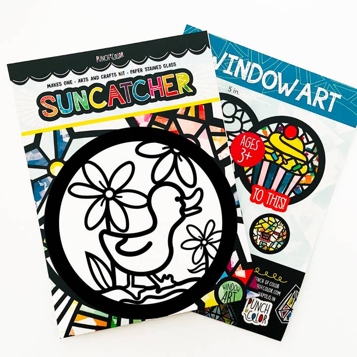 Punch of Color - Vente Kit de bricolage – enfant - Kit de bricolage Duck Paper Suncatcher2