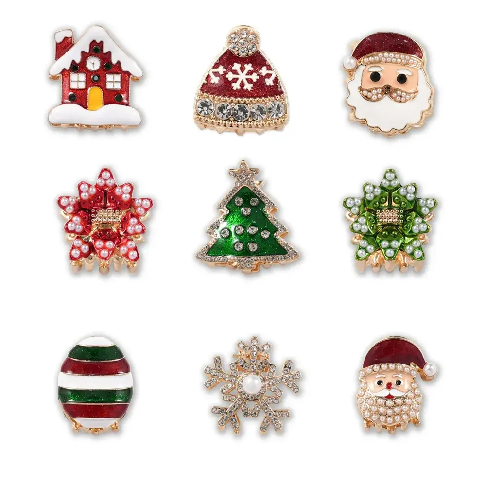 Otterware - Wholesale Hair Clip - Women's - Dainty Rhinestone Christmas Mini Hair Clips - Festive Fun19