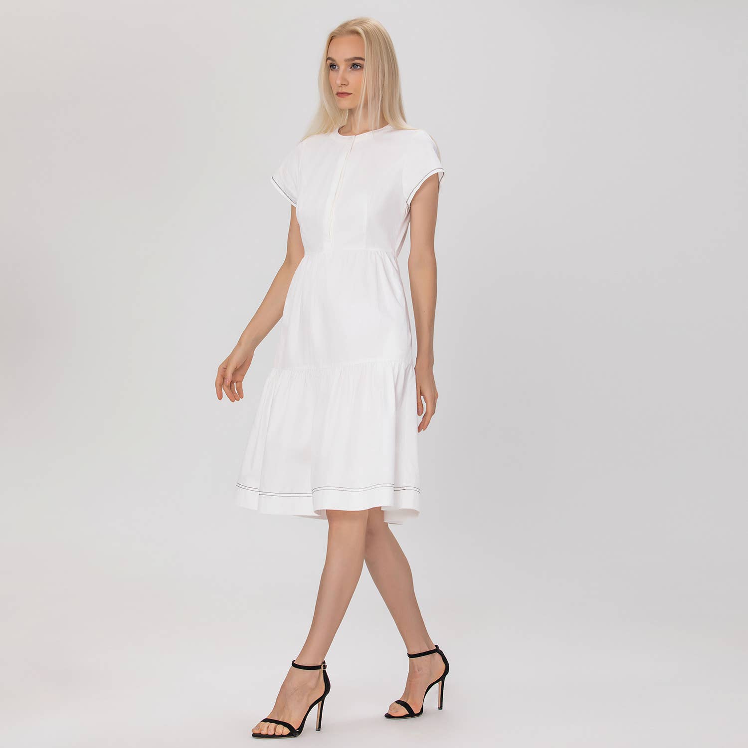 Smart and Joy - Vendita all'ingrosso Vestito - Donna - Abito camicia aderente e svasato in cotone6