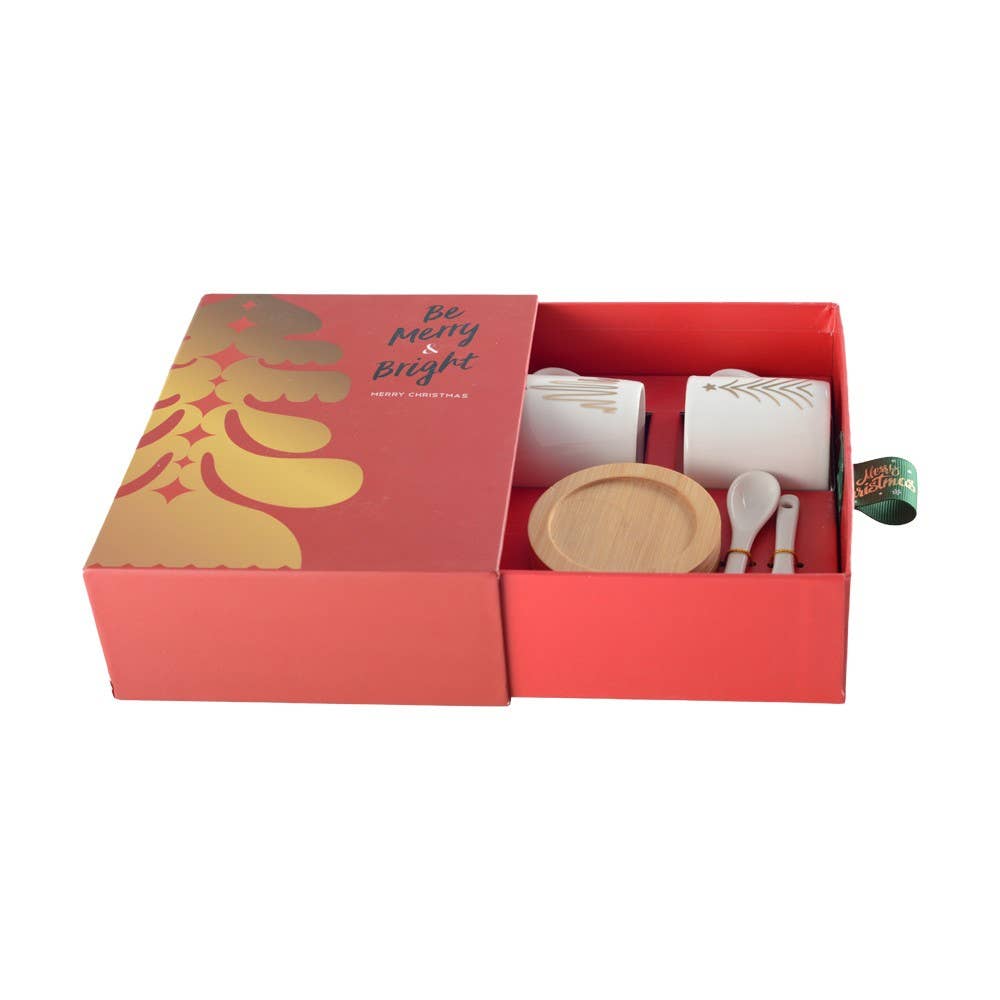 AULICA – wholesale Coffee mug – Fir tree coffee cups with spoons and saucers - set of 22