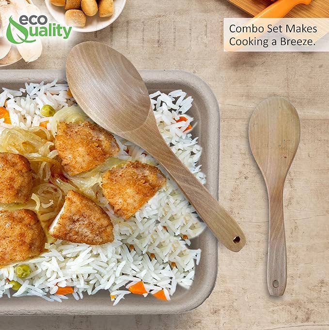 EcoQuality - Wholesale Kitchen Spoon - Solid Wood Cooking Spoon for Stirring & Serving4